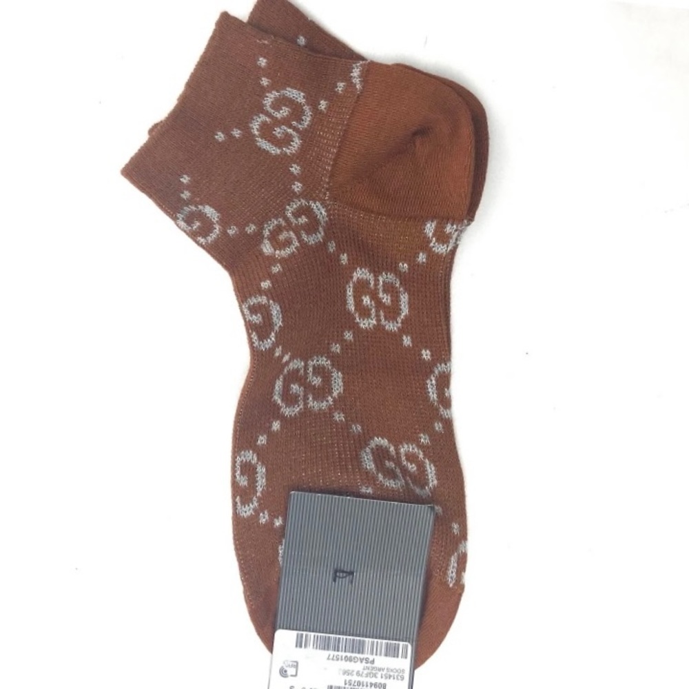 Gucci #631451 GG Glitter Ankle Socks, Size Small